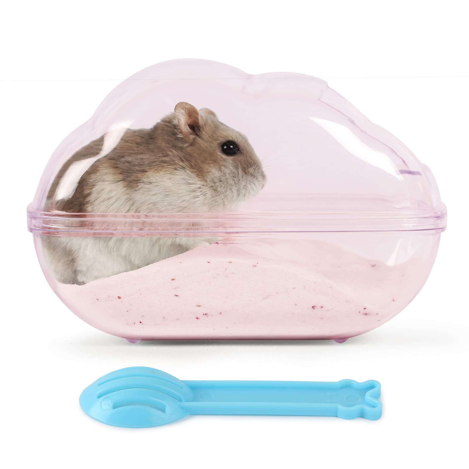 Photo 1 of BUCATSTATE Hamster Dust Bath Container Hamster Sand Bath Kit Small Animal Toilet Cage Accessories for Gerbil, Syrian Hamster, Mouse, Rat (Pink, Medium)