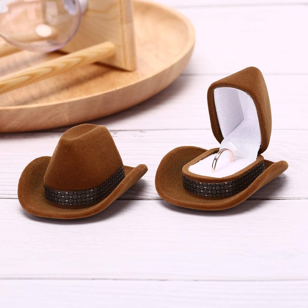 2 Pcs Jewellery Boxes Cowboy Hat Shape Velvet Display Gift Box Jewelry