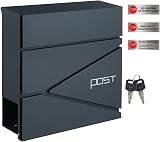 SONGMICS GMB051G02 Wall Mounted Post Box with Newspaper Holder Charcoal Grey