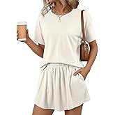 BLENCOT Lounge Sets for Women Summer 2 Piece Skirt Sets Casual Cropped Tee and Short Set Matching Sets Trendy Outfits