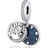 LONGLUCK 925 Sterling Silver Charms for Bracelets Necklaces Dangle Pendant With 5A Cubic Zirconias Bead Charm for Women DIY Jewelry