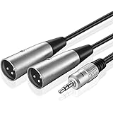 TNP 3.5mm TRS to XLR Adapter Cable (10FT) - Male to Male Stereo XLR Pinout Breakout Y Adapter Splitter Dual XLR to 3.5mm 1/8" TRS Auxiliary AUX Headphone Audio Jack Plug Converter Wire Cord