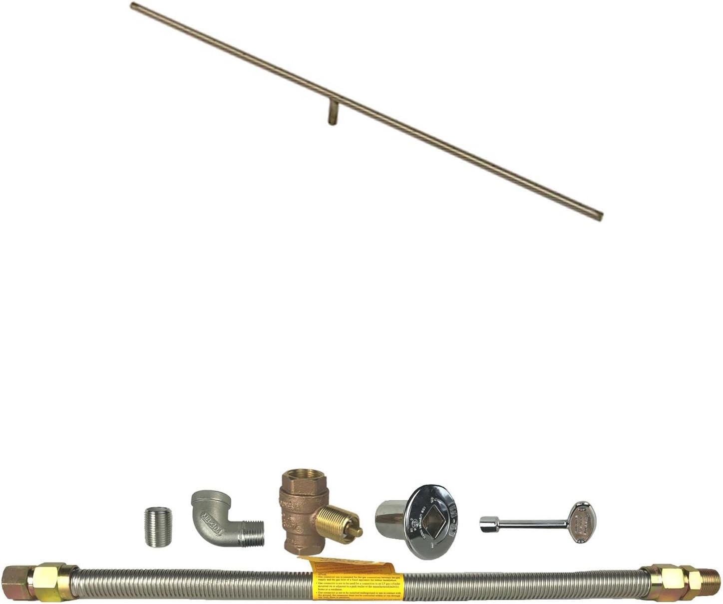 Spotix HPC Linear T-Burner Fire Pit Burner Kit (FPS-TBSS48KIT-NG-MSCB), 48-Inch Burner, Match Light, Natural Gas