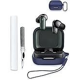 Case for Soundcore by Anker P30i Earbuds, Soft Silicone Protective Portable Scratch Shock Resistant Hard Shell with Cleaner Kit & Carabiner & Lanyard，Blue