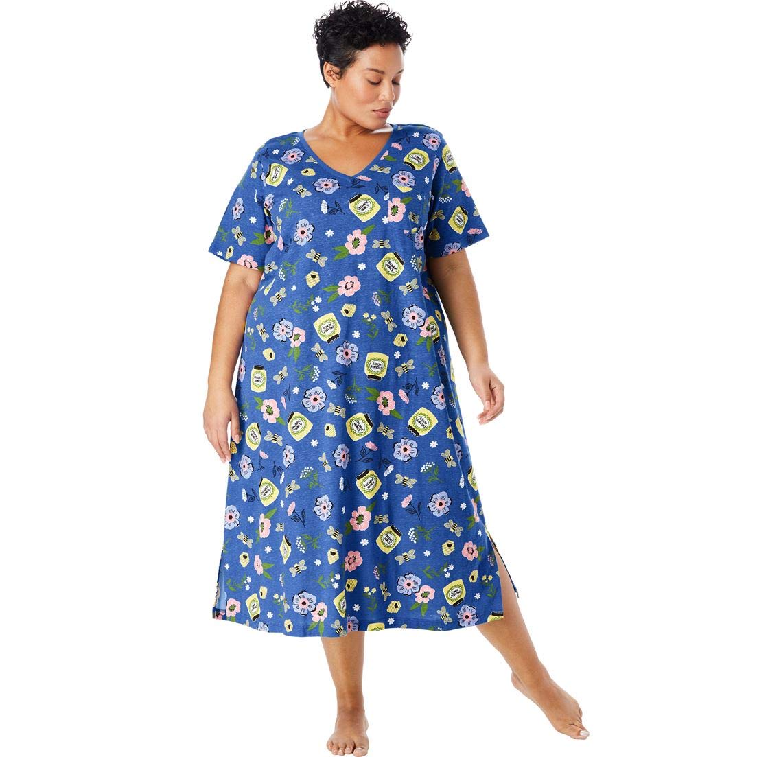 Womens Plus Size Long Print Sleepshirt 