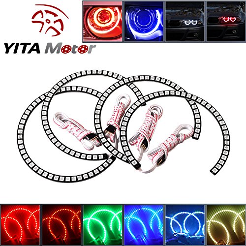 YITAMOTOR 4 X 131mm LED RGB Multi-Color Angel Eye Halo Rings for BMW E39 E46 Headlight US