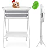 Beberoad 2 in 1 Dog Bath Tub Dog Washing Station for Bathing and Grooming, Elevated Collapsible Foldable Portable Shower Bathtub for Small Dogs Cats Pet, Indoor and Outdoor