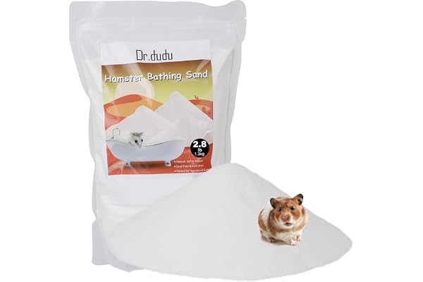 DR.DUDU 2.8lb Hamster Sand for Sand Bath, Hamster Cage Accessories(White) | Dust Free Desert Sand for Gerbil Chinchillas Syrian Mice Small Animals