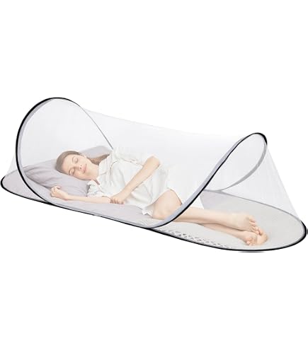 IIRC Moustiquaire De Voyage Pop-Up 190x90x90 Cm – Tente Lit Pliable Avec Fermeture Éclair – Protection Anti-Moustiques Pour Camping, Maison, Bébé – Blanc