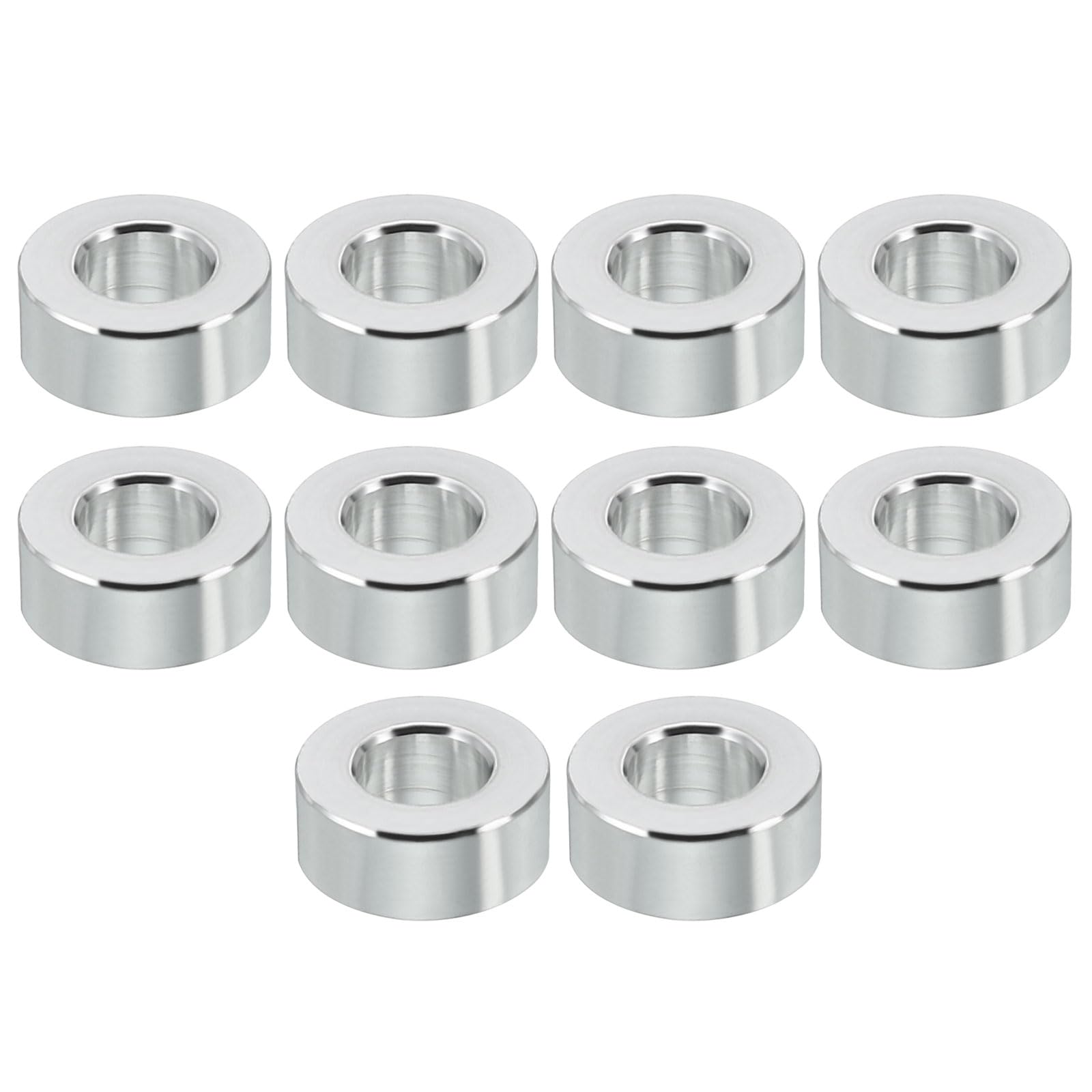 PATIKIL M6 Aluminum Spacers, 10 Pcs Metal Spacer Aluminum 6.2mm ID x 12mm OD x 5mm L Aluminum Spacer Screw Standoff Round for 1/4" or M6 Screw Bolts