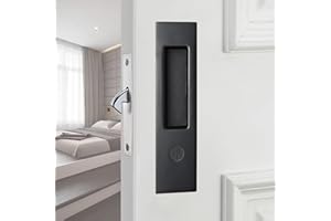 AcxdJnye 6.3" Privacy Pocket Door Lock Hardware Double Barn Door Lock Keyless Furniture Hardware Sliding Door Mortise Lock,Bl