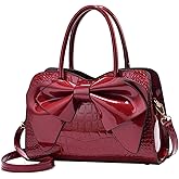 XingChen Shiny Women Handbag Patent Leather Bowknot Purse Charm Glossy Top-Handle Satchel Tote Fashion Shoulder Bag | Shiny, Bowknot, Purse, Charm, Glossy, Fashion