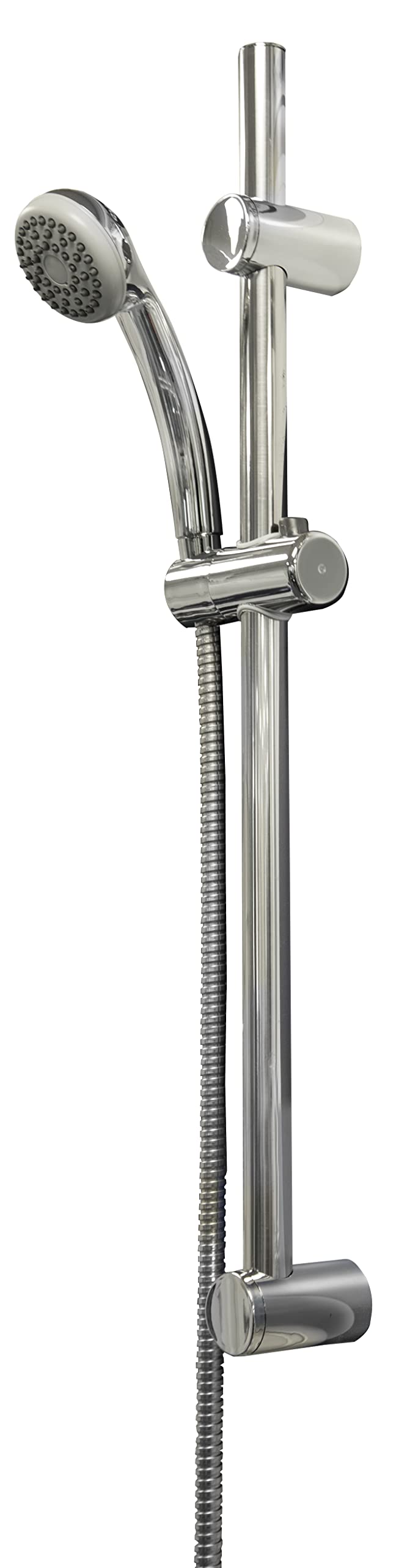 Croydex Amalfi Chrome Shower Head and Hose Set with Riser Rail - Shower Handset with Rub Clean Nozzles, 1.5m Shower Hose & Adjustable Holder, 665mm Riser Rail for All Shower Types and Soap Dish