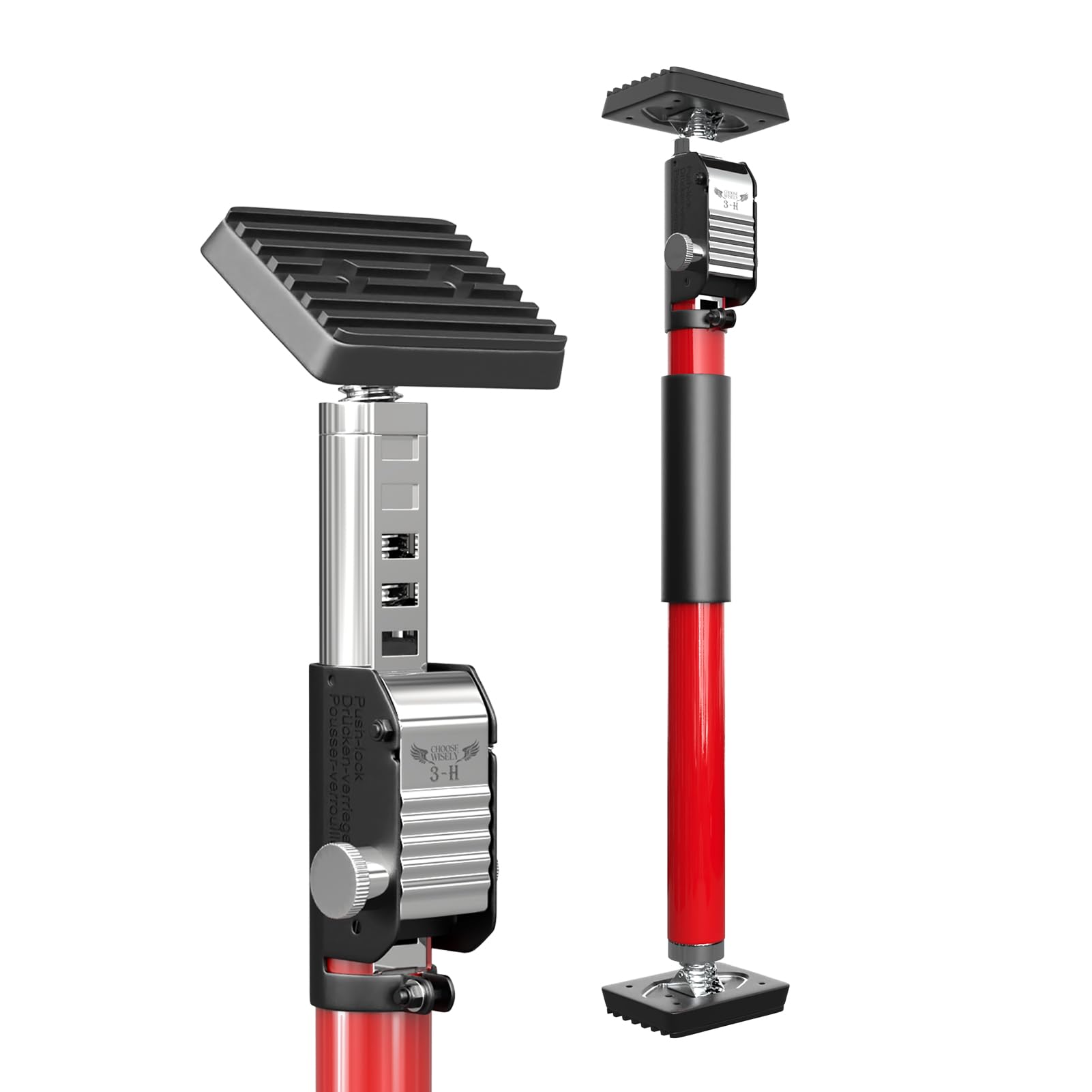 3-H Third Hand Telescopic Support Pole Heavy Duty, All-Steel Support Rod for Cabinet Jacks Cargo Bars Drywall Support-165 lbs Capacity and Extends from 15.7 to 24.4 Inch, 1 Pack(Red)