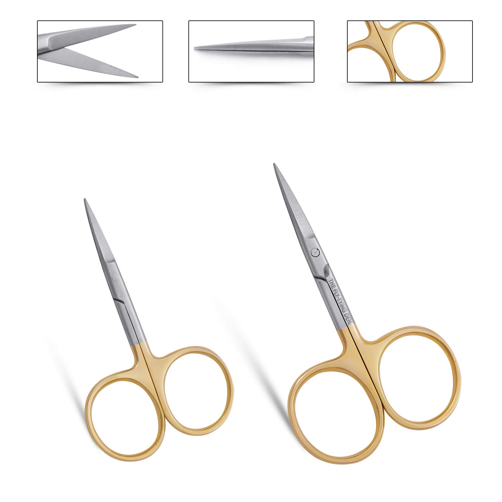 The Fly-Tying Den - PREMIUM MICRO TIP SCISSORS 3.5" - STRAIGHT