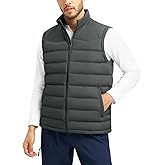 TBMPOY Men's Puffer Vest Lightweight Zip Up Sleeveless Jackets Outdoor Puffy Winter Insulated Outerwear for Running Golf