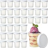 Blushtier 40 Pack 10 oz Clear Ice Cream Containers with Lids Reusable Screw Leak Free Homemade Ice Cream Storage Containers Plastic Pudding Cups Dessert Bowls Kit for Summer Birthday Party Favor