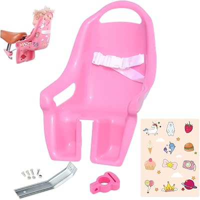 AVASTA Doll Bike Seat for Girls Bicycle with DIY Unicorn Decals Pink