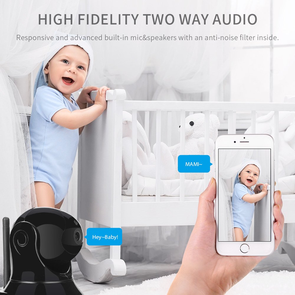 KEEKOON HD Wireless IP Camera Two-way Audio Night Vision 2.4GHz & 1080P for Pet Baby Monitor, Home Security Motion Detection with Micro SD Card Slot