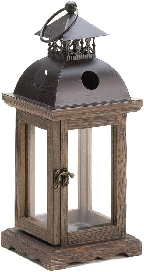 Small Monticello Rustic Wooden Hanging Candle Holder Lantern Lamp