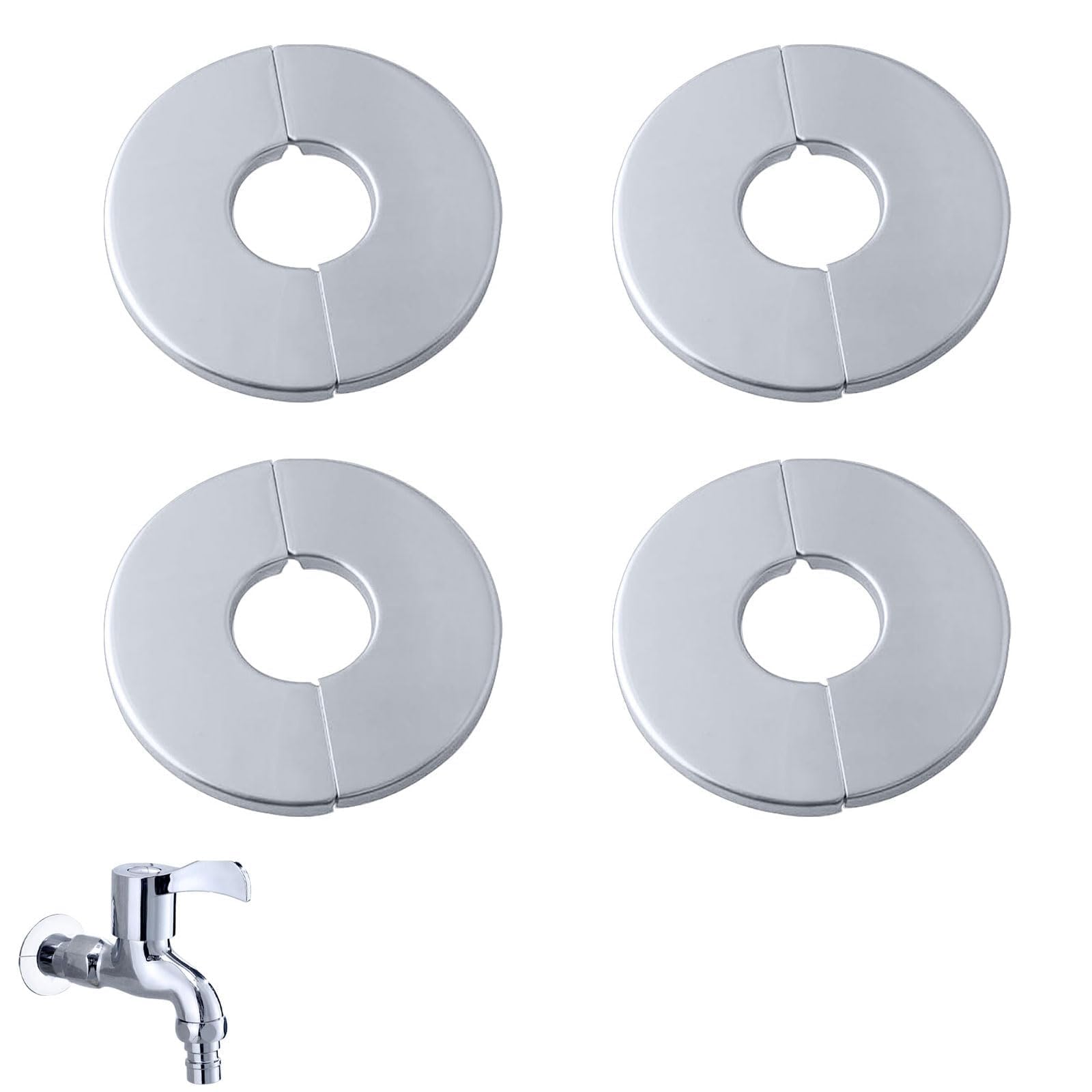 AZWOOD Split Cover Rosette Stainless Steel, 4PCS Ø23 mm Oven Knee Heating Pipe Rosettes Chimney Attachment Wall Rosette Tap Cover Valve Cap Rosette Pipe Collar for Radiator Pipes, Stove Pipe