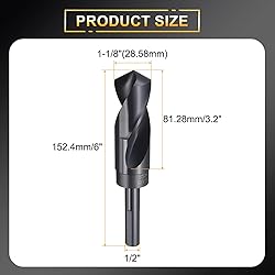 HARFINGTON 1-1/8" Drill Bit 1/2" Reduced Shank