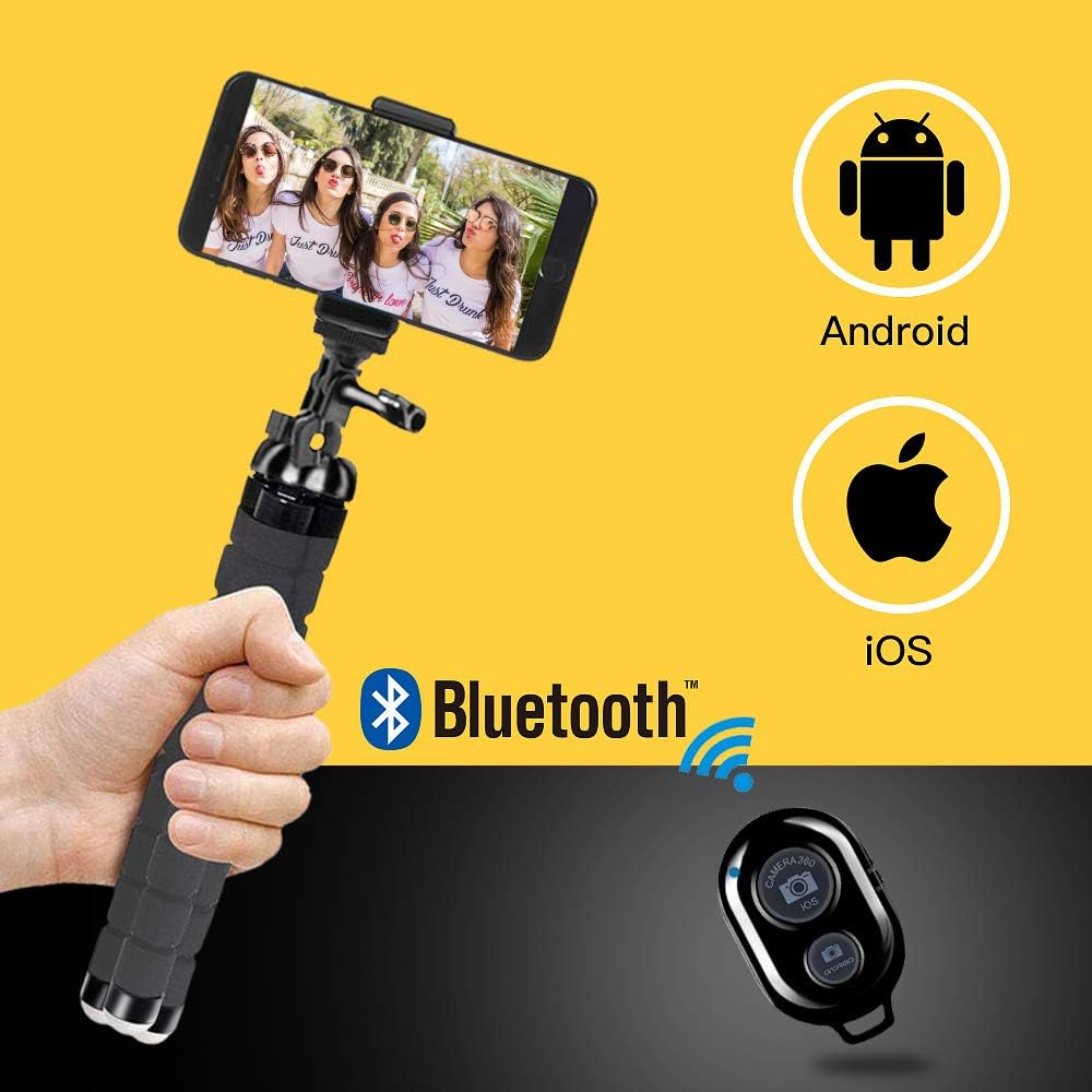 Mobile Phone Tripod Flexible Iphone Tripod Mount Camera Tripod Mini Tripod Travel Tripod With Bluetooth Remote Control For Iphone Android Phones Cameras And Gopro Amazon De Electronics Photo