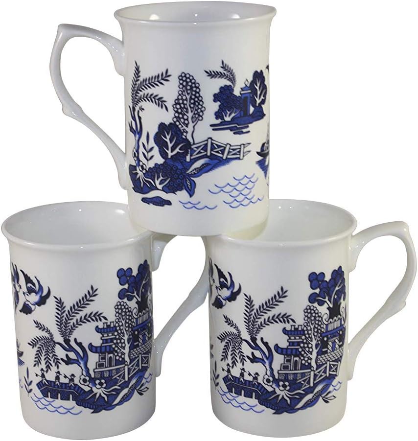 Set of 6 Willow Style Patern Chintz FINE Bone China Mugs Cups Gift Set