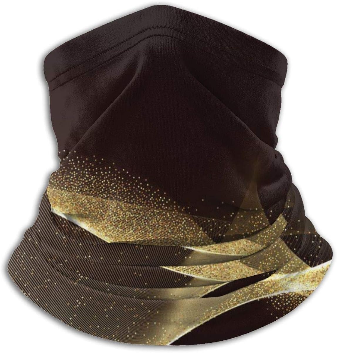 Abstract Gold Waves Design. Winter Fleece Neck Warmer, Thick Long Neck