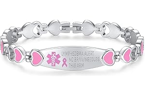 LinnaLove Lymphedema Alert Bracelets no bp/iv/needles this arm Stainless Steel Medical id Bracelets for Women