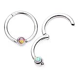 16G Opal Centered Stainless Steel Hinged Segment