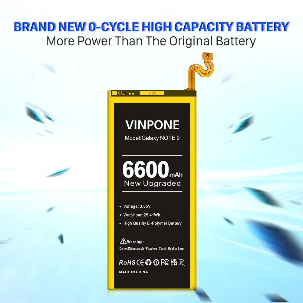 SHENMZ Galaxy Note 9 Battery,[Upgraded] 6600mAh Li-Polymer Replacement Battery for Samsung Galaxy Note 9 N9600 N960F BN965ABC EB-BN965ABU with Full Repair Tool Kit