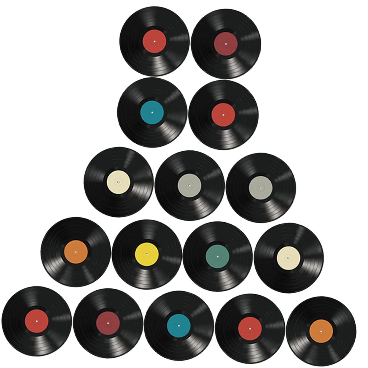 HOMSFOU 16pcs Decorative Vinyl Record Stickers for Wall Aesthetic Retro Disco Records Wall Decals for Home Interior Unique Vintage Style Art
