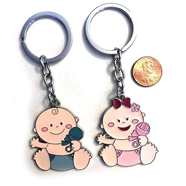 Amazon Com Baby Shower Favors Pink Baby Girl Blue Baby Boy Keychain