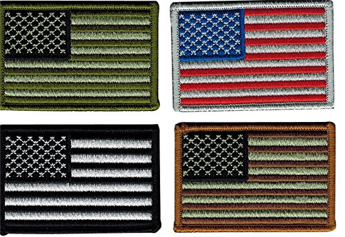 Bundle of 4 Tactical USA Flag Patches, Multi-Colored, by JAS Drapery