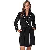 Anne Klein Womens Long Sleeve Knee Length Robe - Lightweight & Breathable Cotton Blend Bathrobe - Cozy Everyday Loungewear