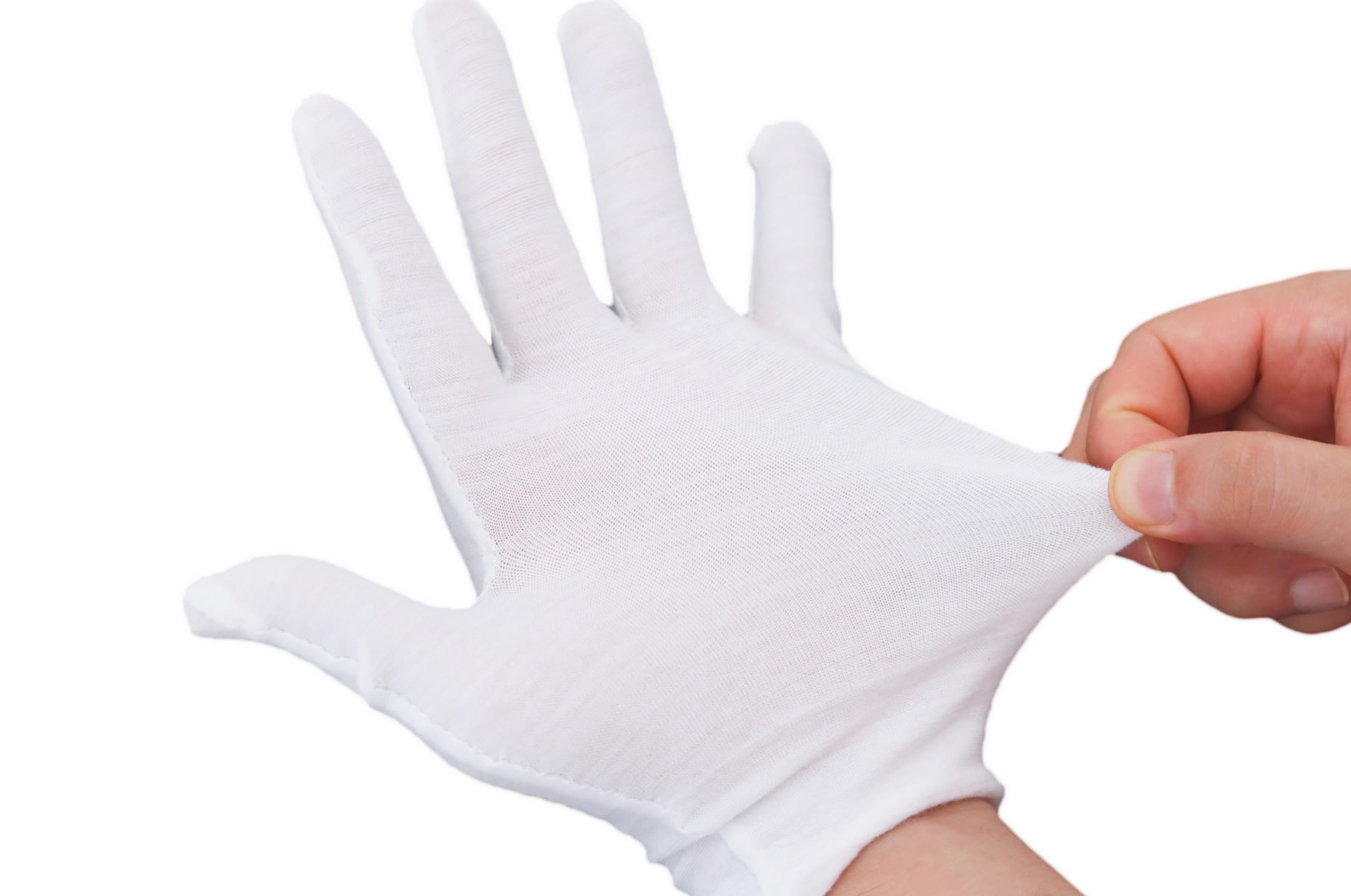 12 Pairs White Cotton Gloves For Dry Hands and Eczema,Soft Breathable Stretchy Working Gloves for coins, Jewelry,Moisturizing Glove for Women and man