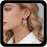 Andelaisi Vintage Crystal Bow Drop Earrings Rhinestone Bow Dangle Earrings Ribbon Dangle Earings Shiny Crystal Ribbon Earrings Jewelry for Women