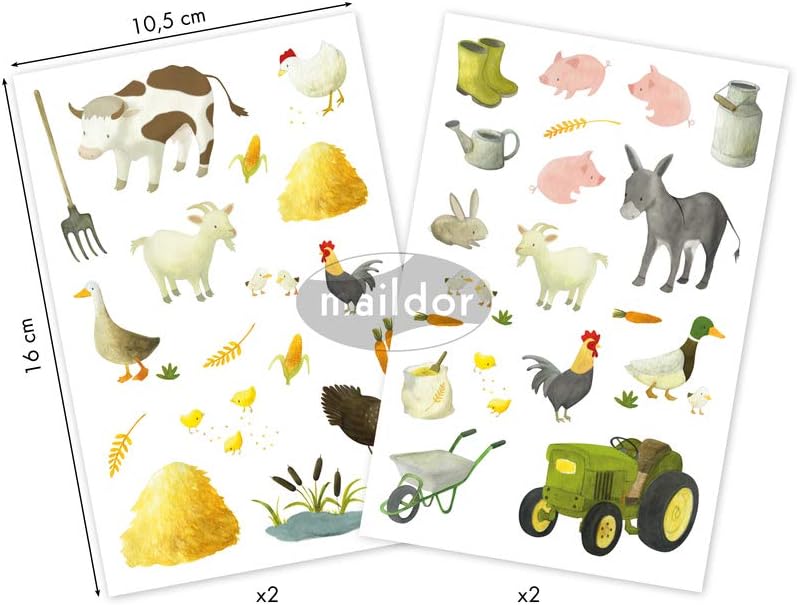 Maildor AE020O, Mimi'Stick STICKERS, Pack of 4 sheets, Dimensions: 10.5x16 cm, ANIMALS ON THE FARM DESIGNS (74 stickers) - Image 3