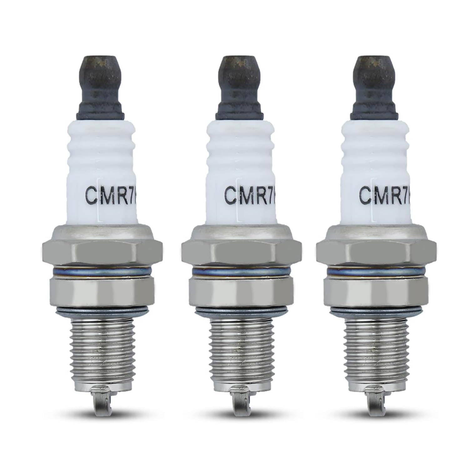 3 Piece Spark Plug Set, CMR7H Replacement Spark Plugs for 2-Stroke Engines, Compatible with Lawn Mowers, Trimmers, Chainsaws, and Blowers, Durable Engine Accessory for Optimal Performance