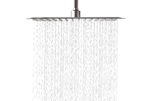 Lordear 12 Inch Rainfall Shower Head Polish Chrome Solid Ultra Thin 304 Stainless Steel Rain Setting Shower Heads,Waterfall Full Body Coverage with 144 Silicone Nozzles