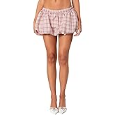Goafuliy Bubble Skirts for Women - Low Rise Plaid Puffy Hem Going Out Y2k Summer Balloon Short Skirts Mini Skorts