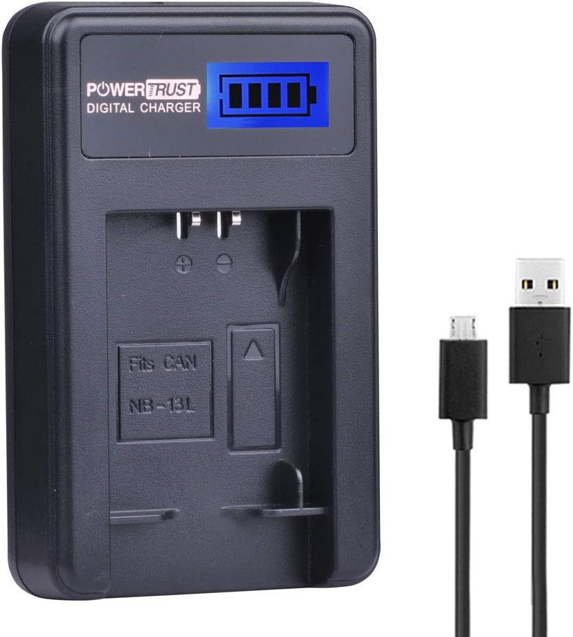 PowerTrust NB 13LLCD USB Battery Charger for Canon NB-13L PowerShot G5X G7X G9X G7 X Mark II G9 X,SX620 SX720 SX730 HS Battery