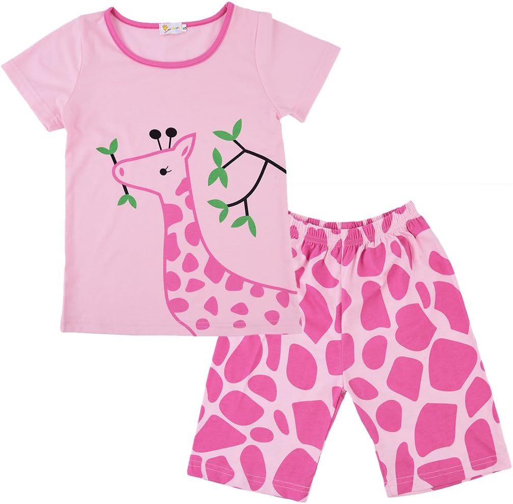 Rebavl Girls Long Sleeve Giraffe Nightwear Pyjama Set Sleepwear Top Outfit Sets 1-7 Years