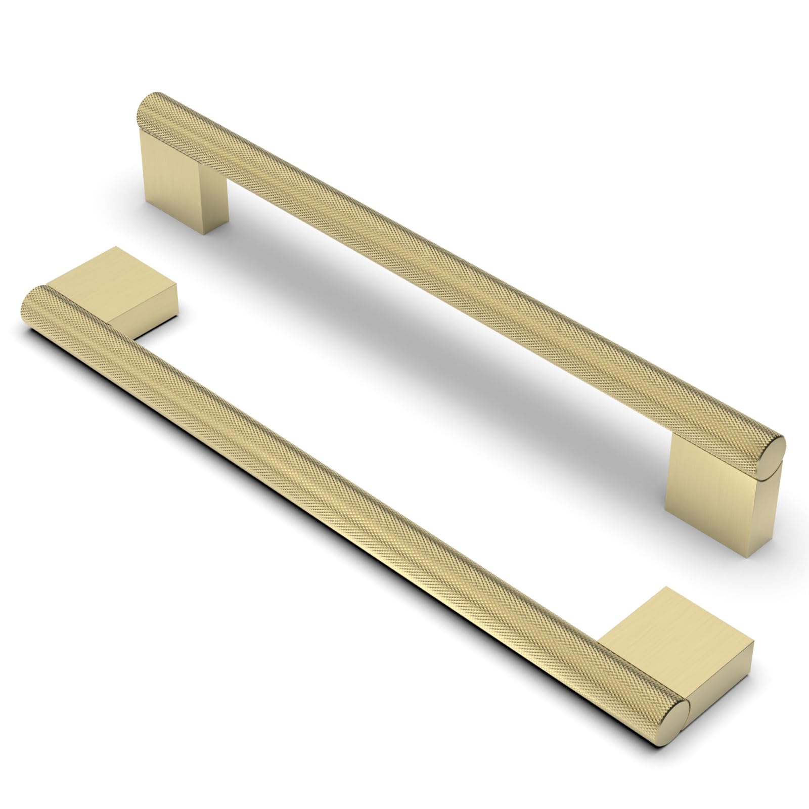 FURNIWARE Pack of 10 Vintage Cabinet Handles, Knurled Brass, 192 mm Hole Spacing for Kitchen Cabinets, Cupboards, Drawers