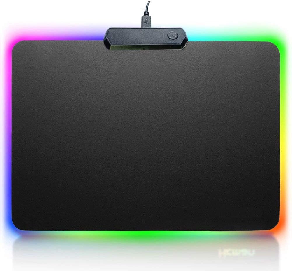 Brand Conquer RGB Gaming Mouse Pad,Soft Led Mouse Pad, 8 Lighting Modes, Touch Control, Durable Stitched Edges, Non-Slip Rubber Base Mouse Mat, 13.8 x 9.8 Inches
