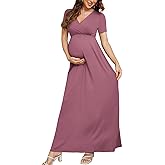 Xpenyo Maternity Maxi Dress Women Casual Wrap Long Baby Shower Pregnancy Dresses