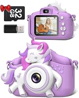 Gofunly Kids Camera 1080P 2.0" 32GB Card Purple with Lanyards