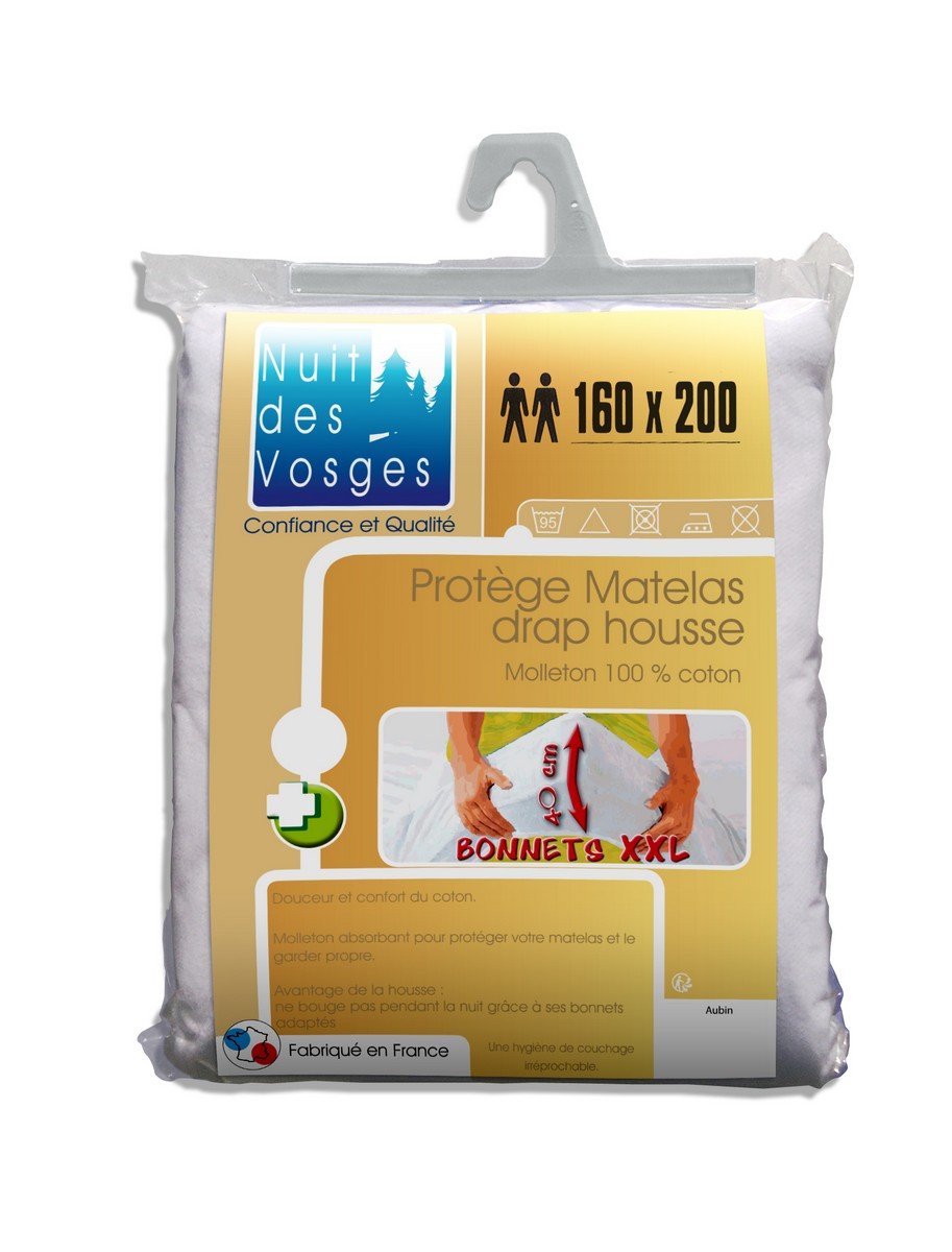 Night of the Vosges Aubin Protect Mattress Cover Absorbent Cotton Fitted Sheet 160 x 200 cm White — image 1
