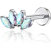 BelezaDosas G23 Titanium Labret Studs Threadless Push-in Labret CZ Press Fit 16G 6mm 8mm Lip Cluster Tragus Helix Medusa Cartilage Monroe Push Back Earring Piercing Jewelry for Men Women